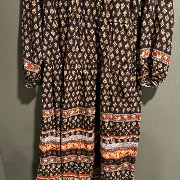 Old Navy Cinch Waist Floral Midi Tiered Boho  Dress Size Large Tall - Picture 7 of 10